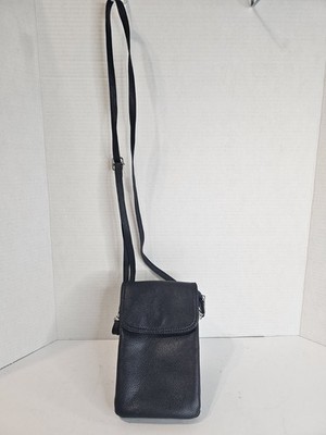 Brendo Crossbody Bag Navy Pebbled Zip Magnetic Closure Zipper Accent Purse