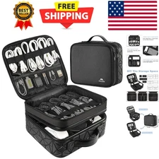 Shockproof & Stylish Black Cable Organizer Bag - Perfect for Travel Accessories
