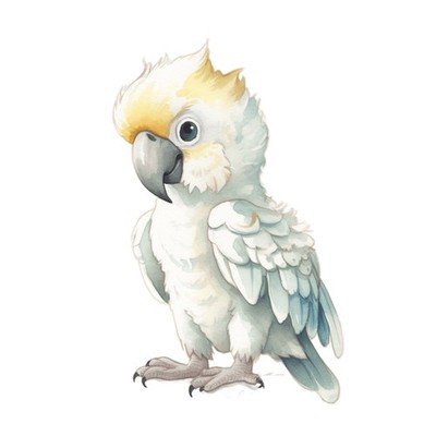 3X Weißer Ara Papagei 9x9 cm Autoaufkleber Vogel Sticker Aquarell Motiv