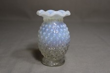 1 FENTON Clear White Opalescent 3 3/4" Tall Vase In The Hobnail Pattern I