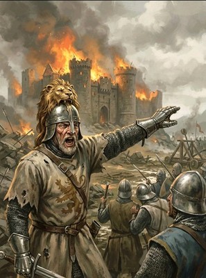 KING RICHARD THE LION HEART WITH HIS MEN ON THE BATTLE FIELD 10x8 inch print.
