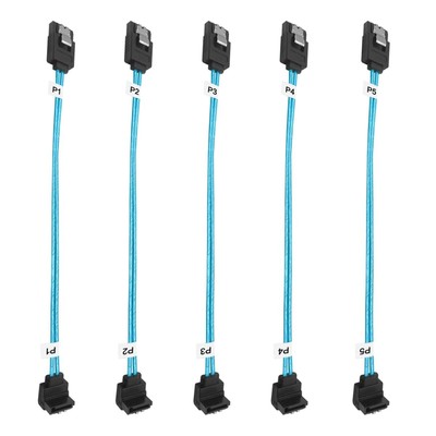 5-Pack SATA III Cable 8-inch/0.2M Short Thin 90-Degree SATA Right-Angle to St...