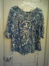 Ladies a.n.a. Brand Blouse, Size L, Short Sleeves with A Cuff, Scoop Neck.