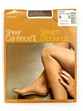 3 Pairs JC Penney Gaymode Cantrece II Stretch Garter Stockings Suntan Sz A 8 1/2