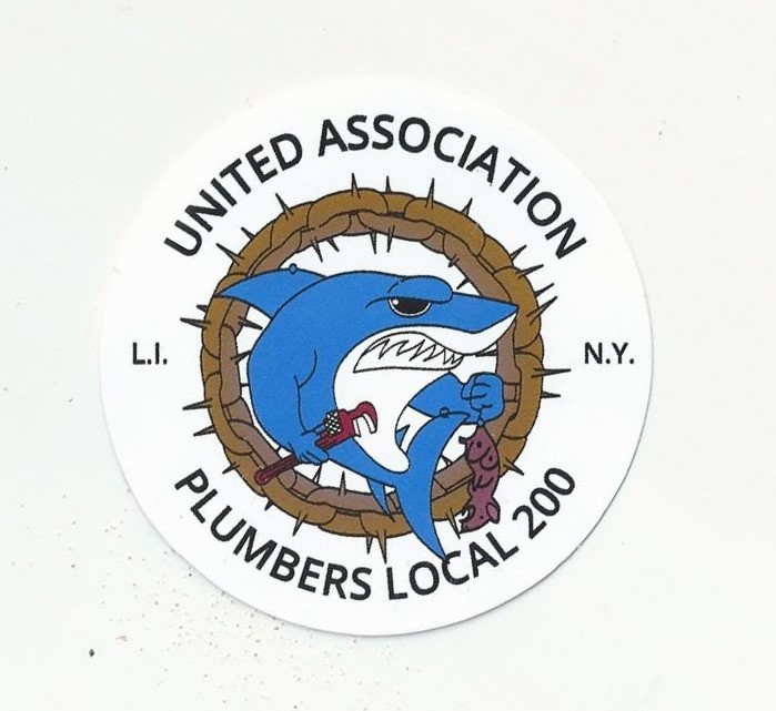 UNITED ASSOCIATION PLUMBERS LOCAL 200 NEW YORK  SHARK RAT 2.5"  Sticker