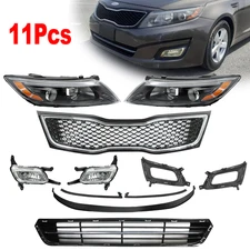 11Pcs Fits Kia Optima 2014-2015 Front Bumper Grille Headlight Fog lights Set