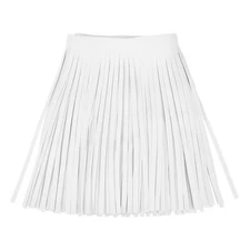 2 Yards 8 Inch Faux PU Leather Fringe Trim Tassel Fringe for Sewing White