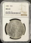 1881 Morgan Silver Dollar NGC MS 63