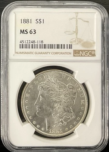 1881 Morgan Silver Dollar NGC MS 63