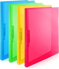 Punchless Clamp Binder 4-Pack Assorted Colors Ringless Binder Holds 100 Letter