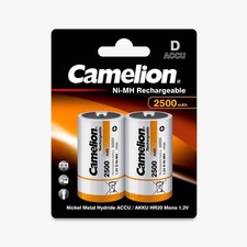 2 Camelion D NiMH Rechargeable Batteries HR20 Accu 1.2V Ni-MH 2500mAh 2Pack NE