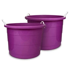 2-Pack Utility Tub, Large Plastic Storage Bucket with Rope Handles, 17 Gallon...