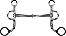 Showman Black Steel Argentine Style Bit w/ Engraved Silver  Barbwire Accents