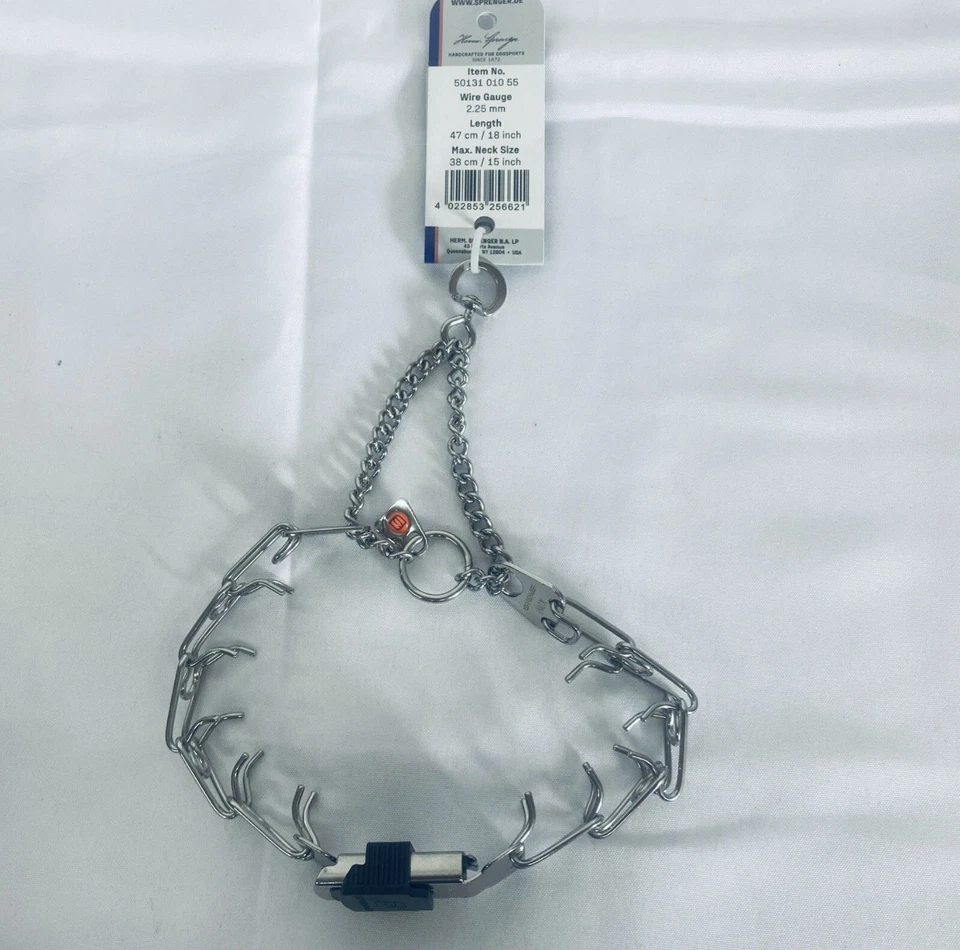 Herm Sprenger Chrome Plated Steel Training Prong Collar with Quick Release 18” - Image 2 of 4
