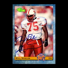 1993 Classic Draft Will Shield Auto #13 Kansas City Chiefs Nebraska RC HOF