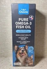 Chewia Omega-3 Fish Oil for Dogs & Cats, 100% Wild Caught 8oz Skin Coat Health