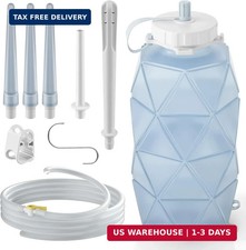 Collapsible Silicone Enema Bag Bottle Kit with 5.3ft Enima Hose, 5 Enema Tips, C