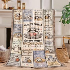 40x50 Inch Cute Raccoon Blanket Super Soft Cozy Plush Fluffy Fleece Throw