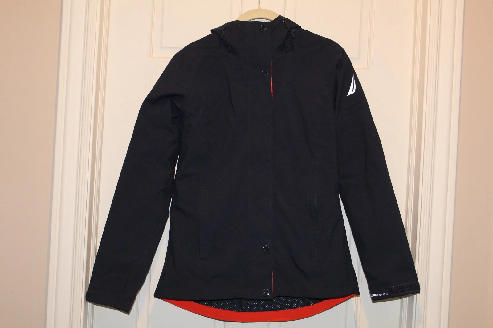 Nautica Women Full Zip Hood Wind Rain breaker Waterproof Jacket NAVY Small NWOT
