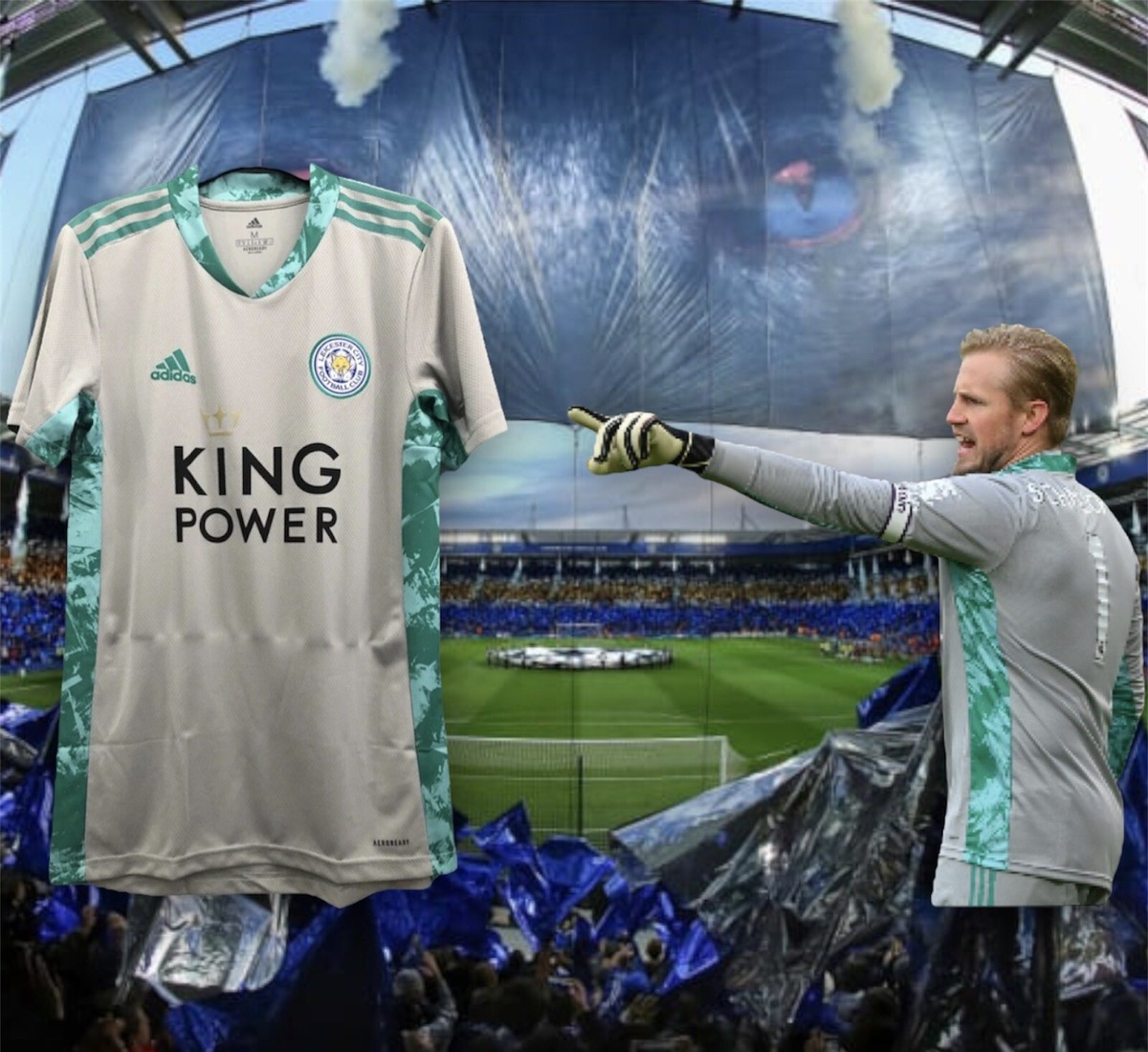NEW Adidas Leicester City Goal Keeper Grey Shirt M/S 2020 21 Top