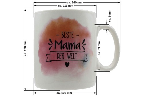 Jumbo Tasse 3XL 900 ml mit Schriftzug "Beste Mama der Welt" auf 2 Seiten Keramik - Bild 7 von 8