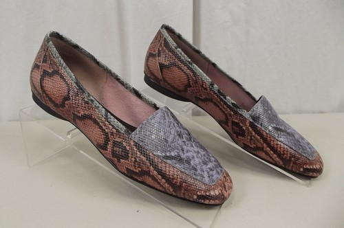 Donald Pliner Womens Flats Shoes Size 6.5 M Snakeskin Purple Pink Black Slip On