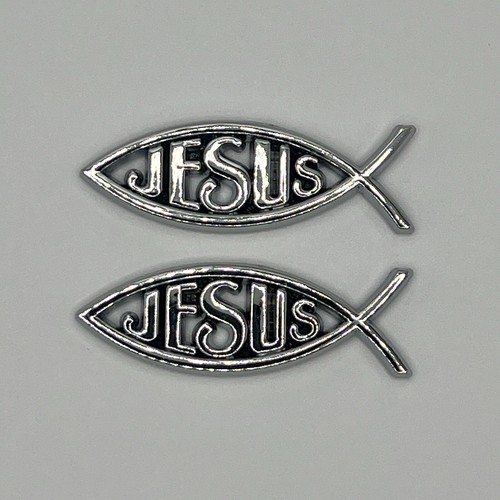 2X Jesus Emblem Christian Fish Sticker Badge 2”x0.75” Car Auto Small 3D Decal - Bild 2 von 4