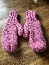Girl's Handmade Crocheted Pink Mittens Winter Gear Gloves Girls Youth Size 5-10
