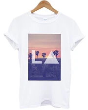 LA T Shirt Triangle Pink Beach Summer America Swag Fresh California Hipster Top