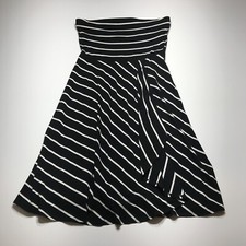 Ann Taylor Dress Womens Medium Black White Strapless Tube Bandeau Swing Stretch