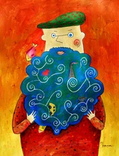 ORIGINAL ACRYLIC PAINTING CONTEMPORARY fine ART dreamy POP SURREAL man  2019