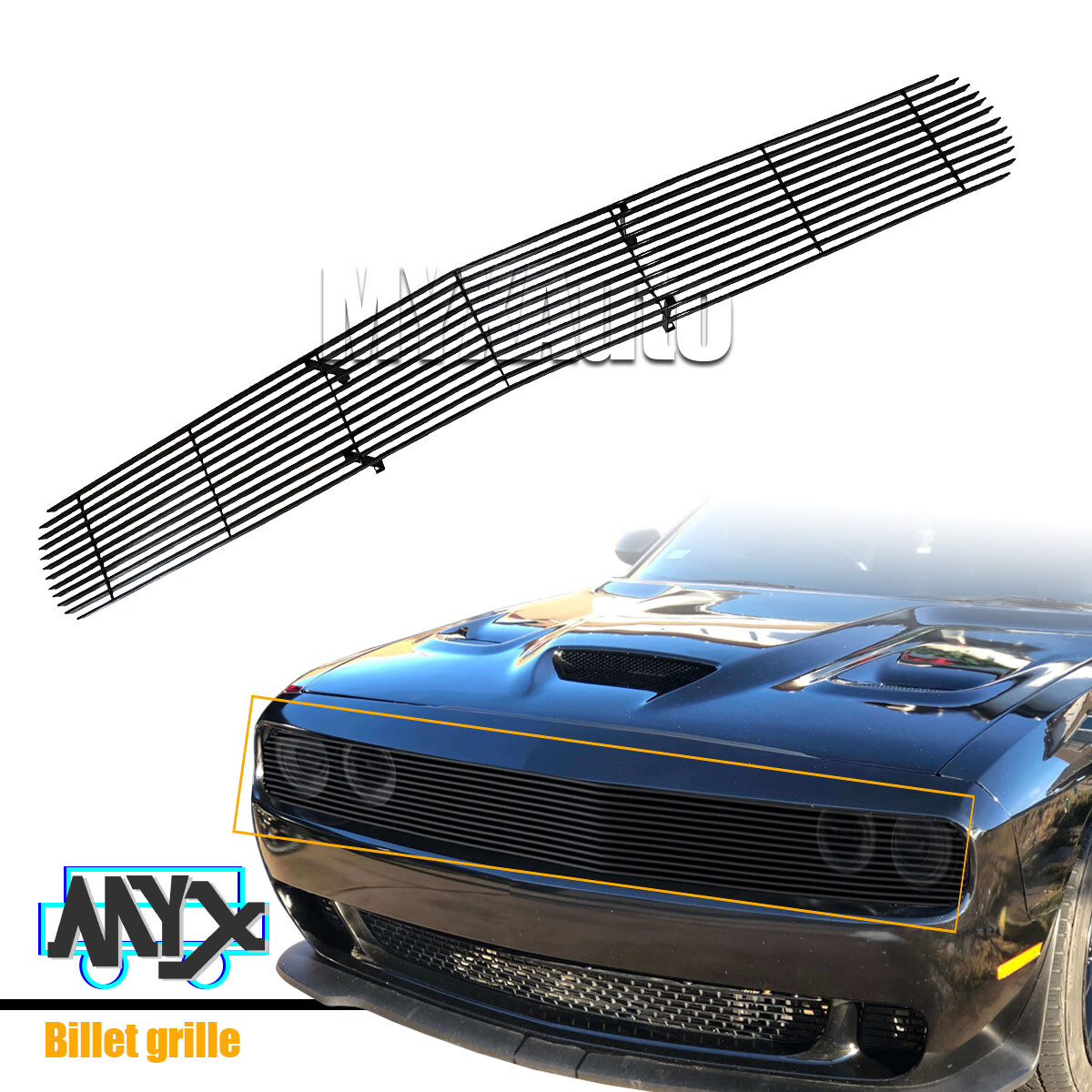 Black Grill Fits 2015-2021 Dodge Challenger Phantom Upper Billet