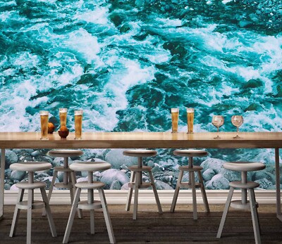 3D Waves Stones E947 Wallpaper Mural Paper Wall Print Indoor Murals CA Honey