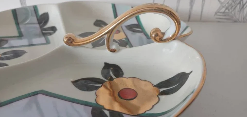 Bandeja vintage, Meito China, porcelana, pintada a mano, hecha en Japón, alrededor de los años 30 Foto 3 de 4