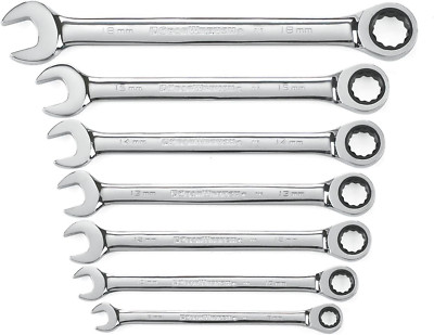 7 Pc. 12 Pt. Ratcheting Combination Wrench Set, Metric - 9417