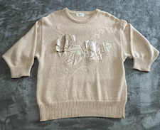 Vintage Bonnie Bill by Holly Embellished 3/4 Sleeve Textured Knit Sweater Size S