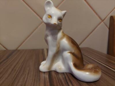 Vintage Soviet Porcelain Figurine Chanterelle Fox Cub Statue USSR Polonsk 4''Rare