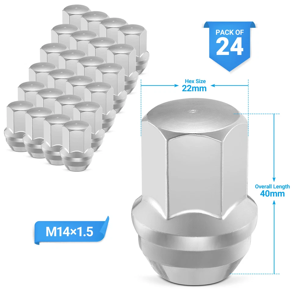24x Chrome Chevy OEM Factory Lug Nuts M14x1.5 for 2007 Chevrolet Silverado 1500 - Image 2 of 4