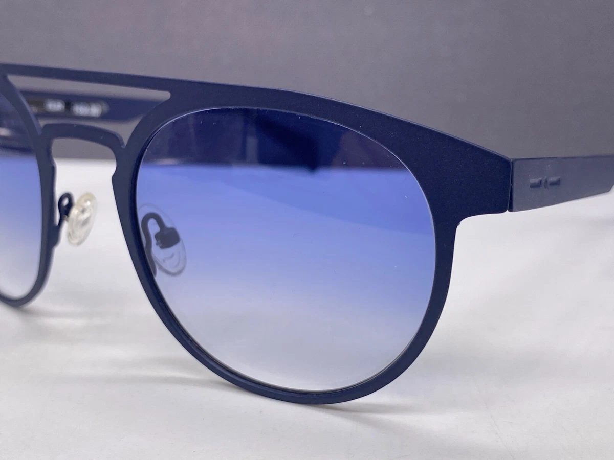 Italia Independent Sonnenbrille Herren Damen Rund Panto Blau Metall Vollrand