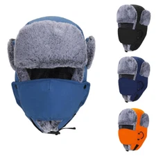 Winter Fleece Cap Warm Windproof Hats for Men Women w/ Face Mask & Ear Flaps US