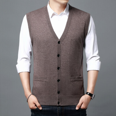 Herren Weste Stricktop Pullover Weste Ärmellos Strickjacke Freizeitjacke