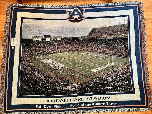 AUBURN UNIVERSITY TIGERS JORDAN HAIR FOOTBALL STADIUM Pat Dye Field BLANKET  RARE