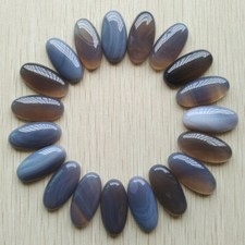 Wholesale 20pcs Natural Grey Agate Oval Shape Cab Cabochon DIY Jewelry 15x30mm