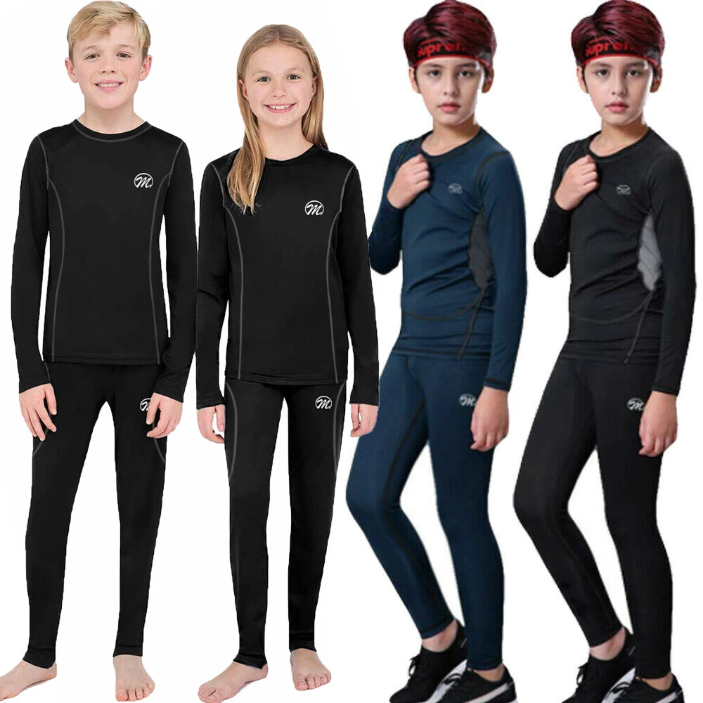 Kids Boys Girls Thermal Underwear Set Long Johns Compression Base Layer  Full Set