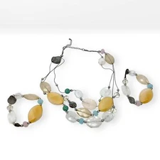 00s Vintage Multicolor Wire Beaded Necklace Bracelets Set 