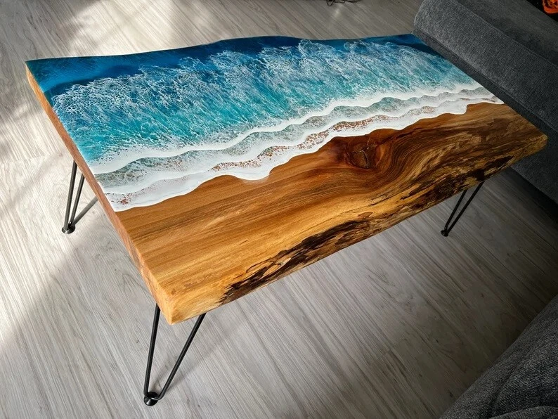 Ocean Epoxy Resin Coffee Table | Epoxy resin table for Home Decor - Image 3 of 4