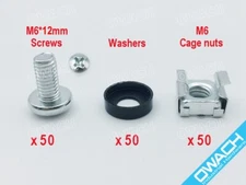 50 pack- M6 Cage nuts & Screws for server rack Mount shelf cabinet , Square Clip