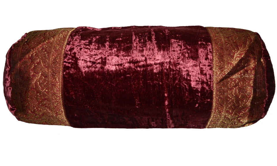 Nackenrolle Kopfkissen Kissenbezug Kissenhülle Samt Brokat Indisch Orientalisch  - Bild 4 von 4