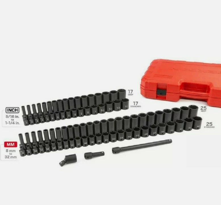 Tekton 1/2 Inch Drive 6-Point Impact Socket Set, 87-Piece (5/16-1-1/4 In, 8-32 M - Image 2 of 4