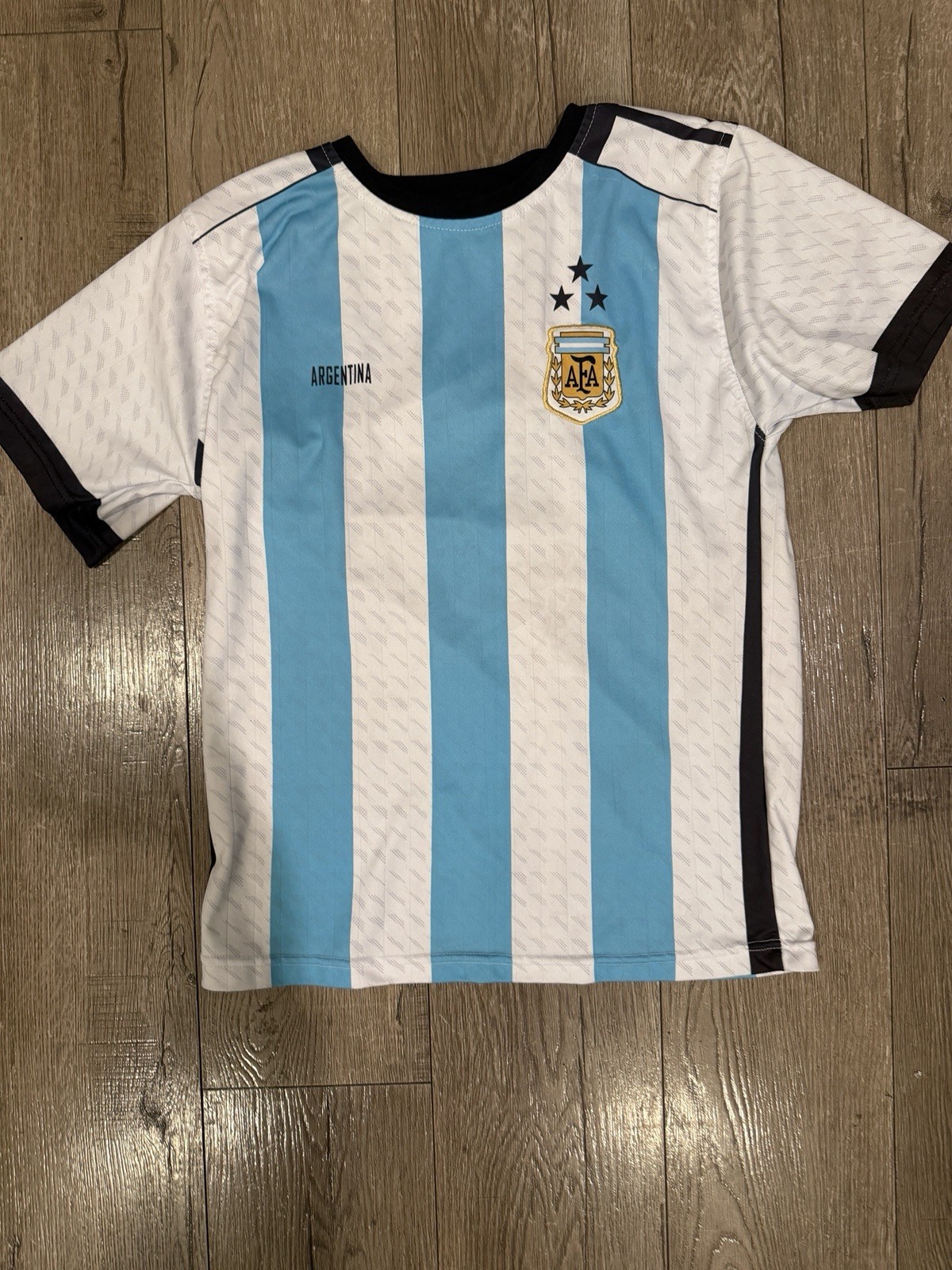 Argentina Lionel Messi #10 Soccer Jersey White Light Blue Black Youth Xl